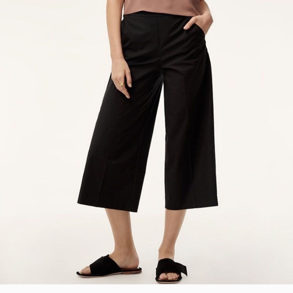 Aritzia Babaton Navy Blue Manolo Lightweight Breathable Wide Leg High Rise Pants